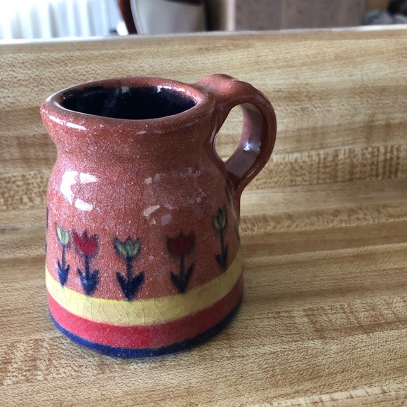 Dutch Bros. Theme Terra Cotta Espresso Mug Cup Yellow Red Tulip Flowers - Picture 2 of 7